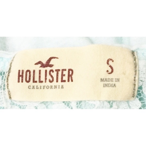 Hollister Small Baby Blue and White Lace Crop Top - Picture 7 of 8